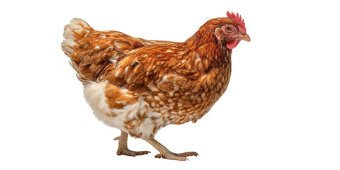 Fototapeta premium Brown Hen Standing Side View isolated on a transparent background