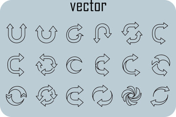 Collection of vector arrow icons in circular motion