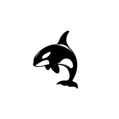 Obraz premium Orca illustration stylized with black and white colors on a white background