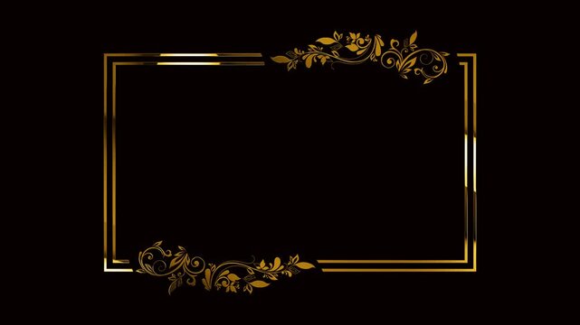 set of golden frame with floral ornament for empty text logo