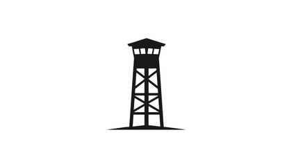 Naklejka premium Minimalist vector illustration of a watchtower on a white background.