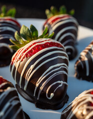 Chocolate dipped strawberries with white drizzle