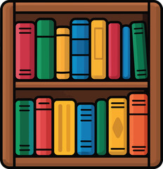 Fototapeta premium Vector Bookshelf with Colorful Books, Education and Reading Concept
