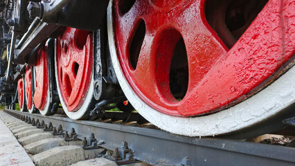 The undercarriage of an old steam locomotive © Sergei