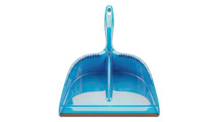Blue Plastic Dustpan with Rubber Edge and Hanging Hole