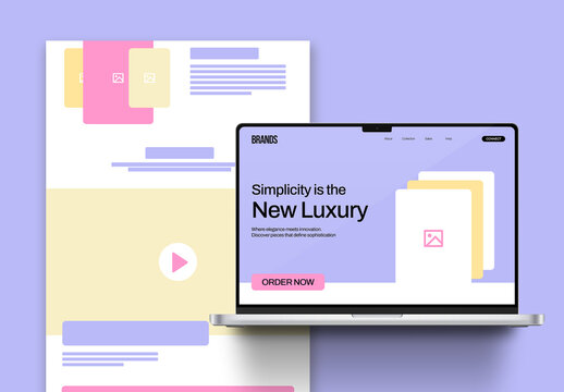 Fashion Brand Website Landing Page Wireframe Template
