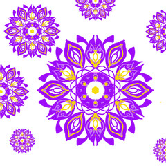 abstract floral background​ Design a fabric pattern in purple and gold tones.