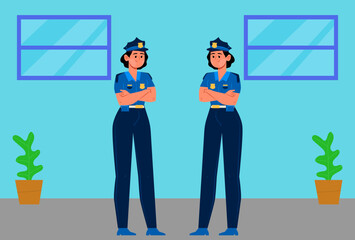 Coast Guard Officer Female Concept Illustration Vector Style