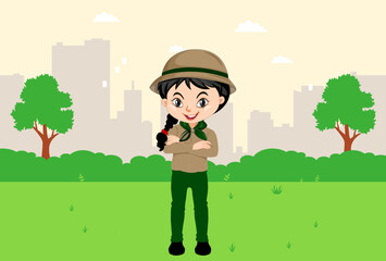 Park Ranger Female Concept Illustration Vector Style