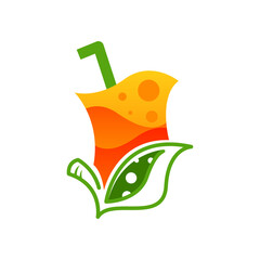 Fruit juice logo template on white background.