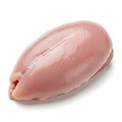 Fresh raw chicken breast poultry fillet isolated on white background provides a healthy uncooked protein meal for dinner nutrition