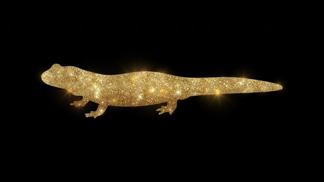Luxury Salamander with golden glitter, alpha channel