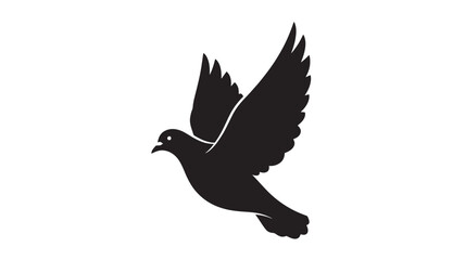Obraz premium Flying Dove Silhouette in Simple Black and White Vector Illustration for Peace Symbol