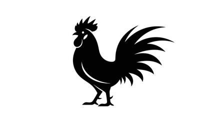Fototapeta premium Black Rooster Silhouette Vector Illustration