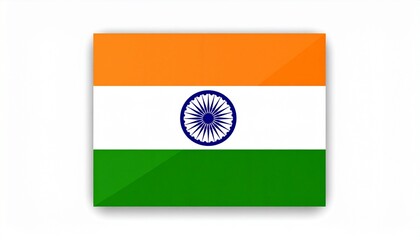 The Indian national flag with saffron, white, and green stripes and a navy blue Ashoka Chakra in the center, symbolizing courage, peace, faith, and the eternal wheel of law.