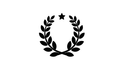 Obraz premium Black Laurel Wreath with Star Vector Icon