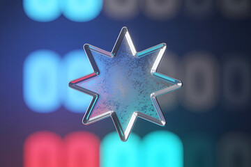 Abstract Star with Blurred Neon Lights Background