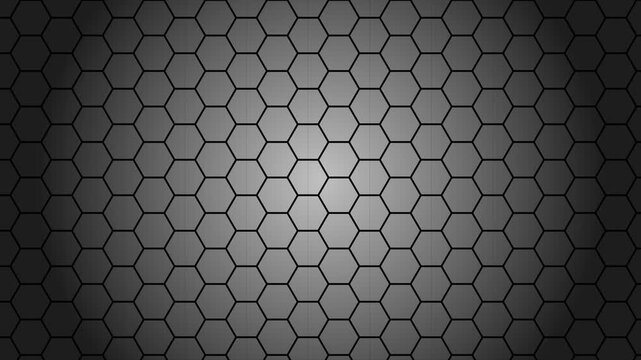 Dynamic hexagonal grid background with subtle light gradients and dark vignette effect