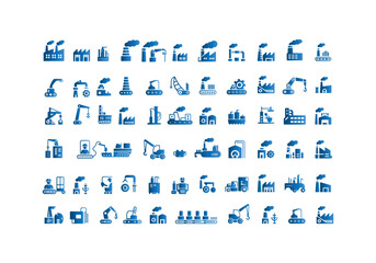 Industrial and Factory Icons Collection, featuring industry, production, machine, manufacture, warehouse, fabrication, goods, Technology, Engineering, Logistics, Efficiency more. perfect vector icons 