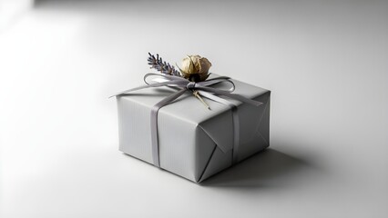 An alone gift box in light gray color isolated on solid background