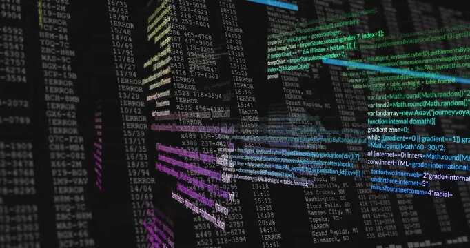 Upon start animating JS functions floating then expanding into code cluster showing data expansion