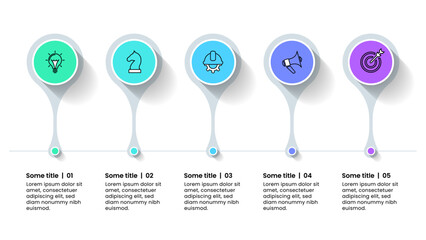 Infographic template. Line with 5 pointers and icons