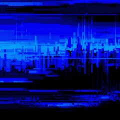 Obraz premium Abstract Blue Digital Glitch Art Background