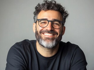 A cheerful man showing his teeth