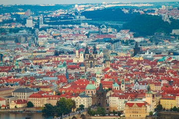 Obraz premium View of the city of Prague from above.