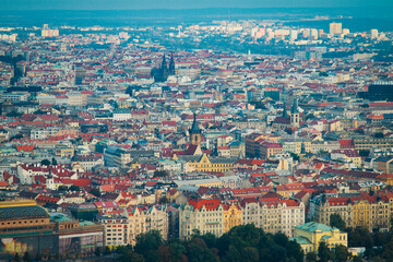 Fototapeta premium View of the city of Prague from above.