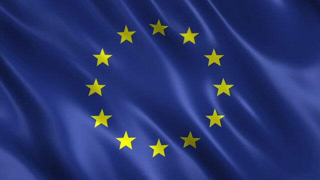 waving european union flag animation loop