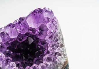 Stunning close-up of a raw amethyst crystal cluster showing vibrant purple facets and complex geological formations under natural light, beautiful, geological, semi precious