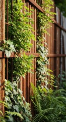 Vibrant green foliage struggles to escape rusty metal fencing, illustrating the persistent energy of plant life confronting artificial boundaries, persistence, contrast, foliage
