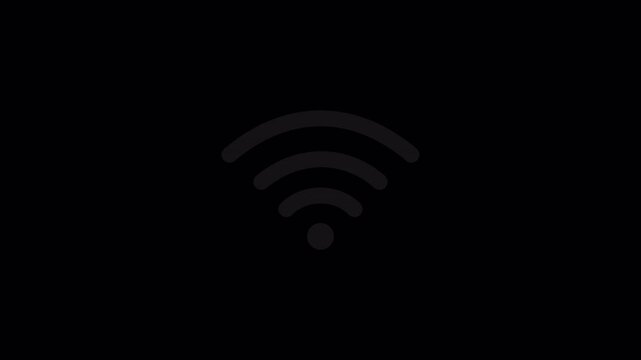Wifi icon symbolizing internet access. Abstract animation of a glowing green wifi signal with alpha channel. 4k video