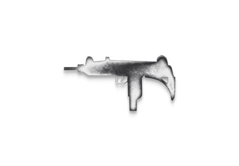 Chrome metal 3D logo effect Mockup of SMG Gun.	
