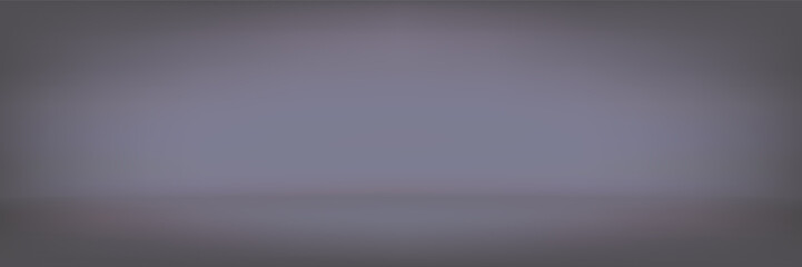 Obraz premium Empty grayish solid studio gradient bg with flashlight in the center. Dark gloomy wall and floor. Interior mockup for product showcase. Simple abstract stage backdrop. Vector illustration