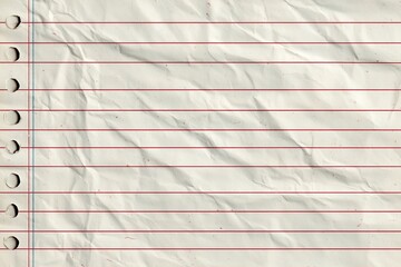 Crumpled lined notebook paper with red margins and spiral holes