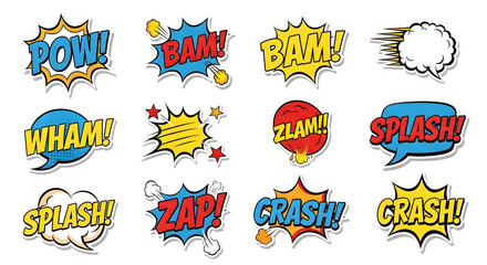 op Art Style Speech Bubbles and Comic Expressions Collection