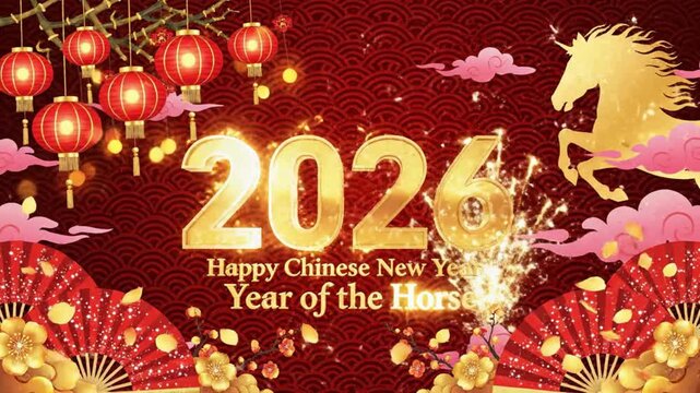 Happy Chinese New Year 2026 Year of the Fire Horse Greeting