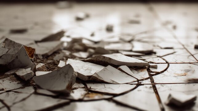 Broken tiles floor