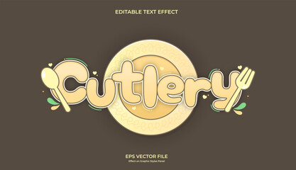 decorative yellow cutlery editable text effect design