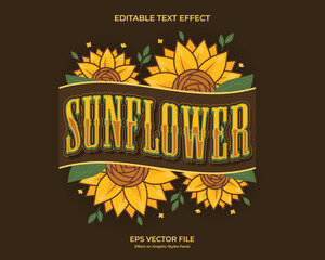 decorative sunflower editable text effect design