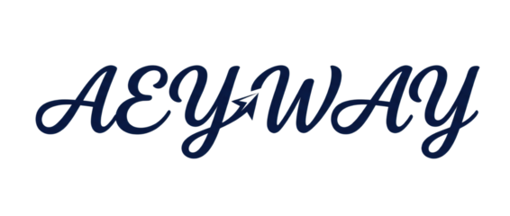 Aeyway text in dark cursive font is displayed on a plain background with a slight shadow effect visible underneath white background cutout