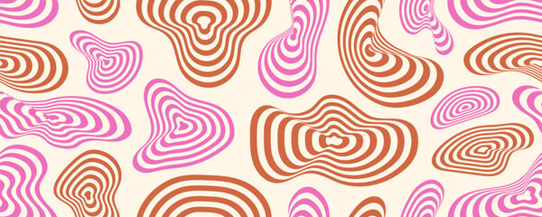 Y2K Wave Seamless Pattern. Line Psychedelic Wavy Seamless Pattern. Vector Swirl Marble Background