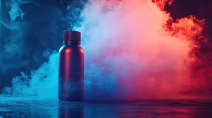Dark bottle, vibrant smoke