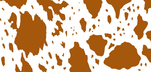 Brown and white cow skin spots background. Cowhide texture on white surface. Cattle hide animal print concept for design and print.