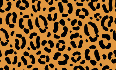 Leopard skin black spots pattern texture. Wild cat fur background. Animal print concept for design and print. Design for textile, fabric, wallpaper, wrapping paper