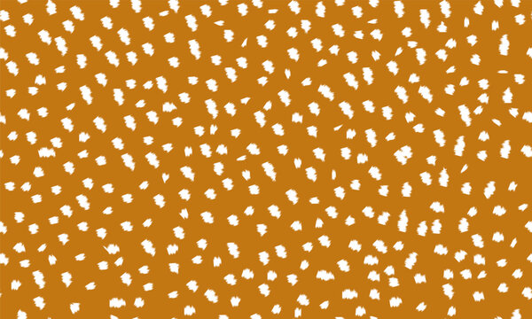 Deer fur texture with white spots. Forest animal skin background. Seamless pattern for nature design.