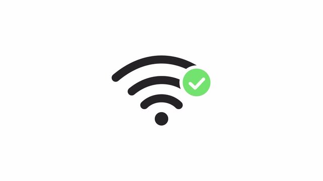 Wi-fi signal  network internet with checkmark icon animation on white background. 4k video