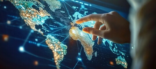 Digital Screen Displaying Global Network Connection for Online Business Growth Visualization